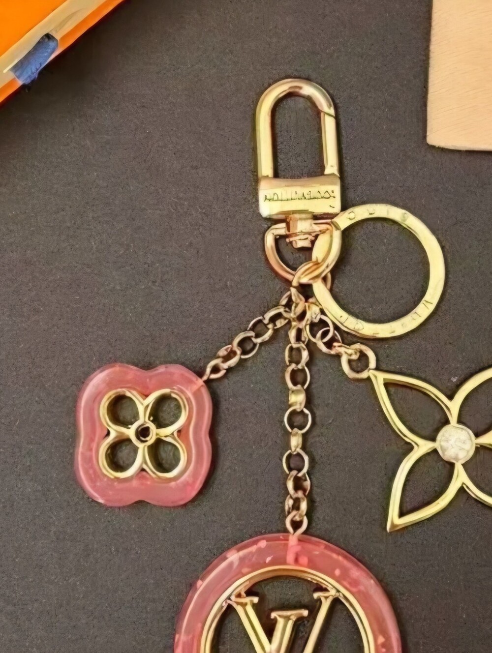 Louis V. Pink Key Chain Or Purse Charm, New